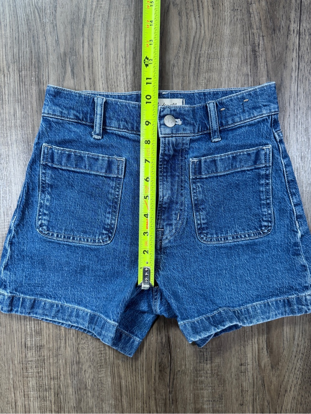 Madewell High-Rise Sailor Short Denim Patch Pocket Medium Wash Size 24 - Picture 3 of 13